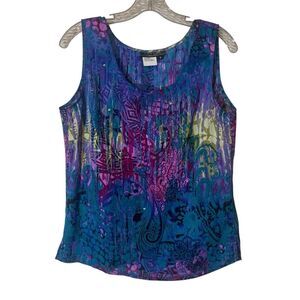 Nancy Bolen City Girl Sequined Paisley Abstract Tank